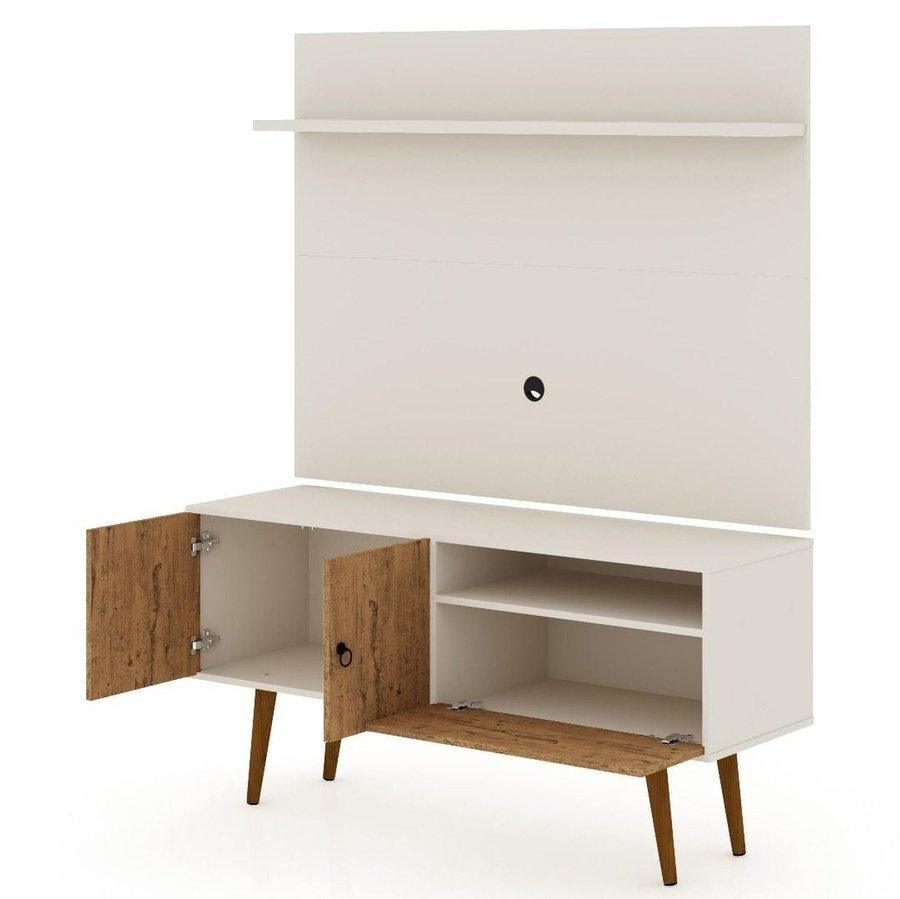 Manhattan Comfort Tribeca 53.94 Mid-Century Modern TV Stand and Panel with Media and Display Shelves - Bedroom Depot USA