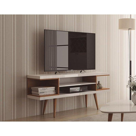 Manhattan Comfort Utopia 53.14" TV Stand with Splayed Wooden Legs and 4 Shelves - Bedroom Depot USA