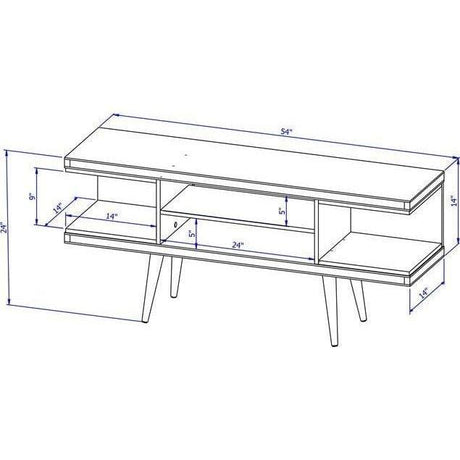 Manhattan Comfort Utopia 53.14" TV Stand with Splayed Wooden Legs and 4 Shelves - Bedroom Depot USA