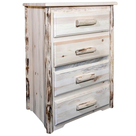 Montana Collection 4 Drawer Chest of Drawers, Clear Lacquer Finish MW4DV - Bedroom Depot USA