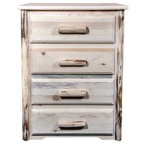 Montana Collection 4 Drawer Chest of Drawers, Clear Lacquer Finish MW4DV - Bedroom Depot USA