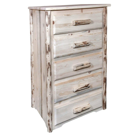 Montana Collection 5 Drawer Chest of Drawers, Clear Lacquer Finish MW5DV - Bedroom Depot USA