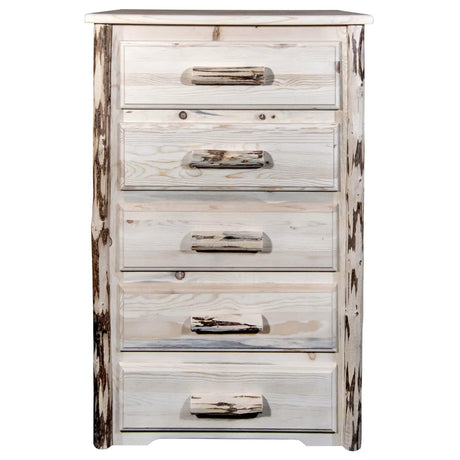 Montana Collection 5 Drawer Chest of Drawers, Clear Lacquer Finish MW5DV - Bedroom Depot USA