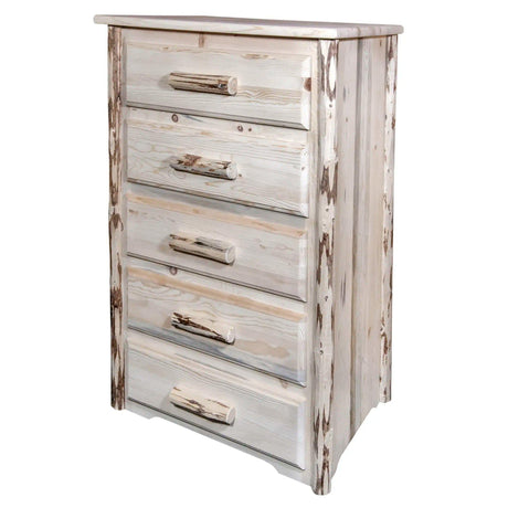 Montana Collection 5 Drawer Chest of Drawers, Clear Lacquer Finish MW5DV - Bedroom Depot USA