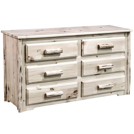 Montana Collection 6 Drawer Dresser, Clear Lacquer Finish MW6DV - Bedroom Depot USA