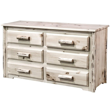 Montana Collection 6 Drawer Dresser, Clear Lacquer Finish MW6DV - Bedroom Depot USA