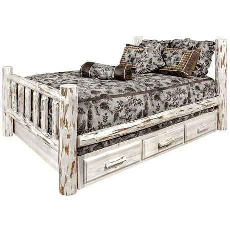 Montana Collection Full Bed w/ Storage, Clear Lacquer Finish MWSBFV - Bedroom Depot USA