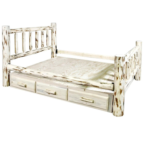 Montana Collection Full Bed w/ Storage, Clear Lacquer Finish MWSBFV - Bedroom Depot USA