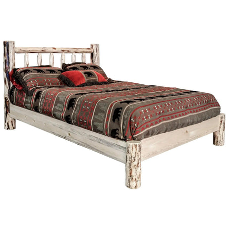 Montana Collection Full Platform Bed, Clear Lacquer Finish MWPBFV - Bedroom Depot USA