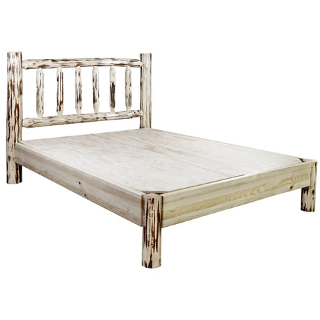 Montana Collection Full Platform Bed, Clear Lacquer Finish MWPBFV - Bedroom Depot USA