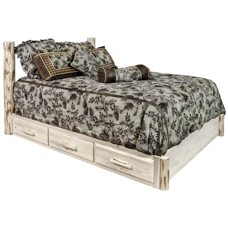 Montana Collection Full Platform Bed w/ Storage, Clear Lacquer Finish MWSBPFV - Bedroom Depot USA