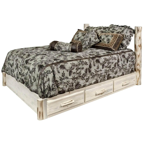 Montana Collection Full Platform Bed w/ Storage, Clear Lacquer Finish MWSBPFV - Bedroom Depot USA