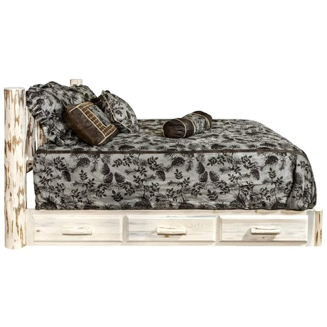 Montana Collection Full Platform Bed w/ Storage, Clear Lacquer Finish MWSBPFV - Bedroom Depot USA