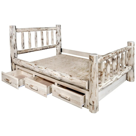 Montana Collection King Bed w/ Storage, Clear Lacquer Finish MWSBKV - Bedroom Depot USA