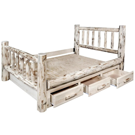 Montana Collection King Bed w/ Storage, Clear Lacquer Finish MWSBKV - Bedroom Depot USA