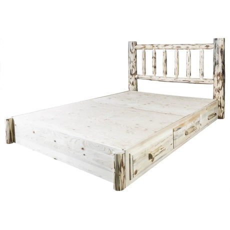 Montana Collection King Platform Bed w/ Storage, Clear Lacquer Finish MWSBPKV - Bedroom Depot USA