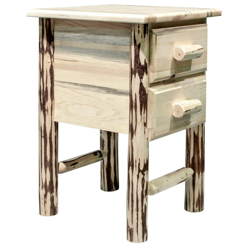 Montana Collection Nightstand with 2 Drawers, Clear Lacquer Finish MWN2DNV - Bedroom Depot USA