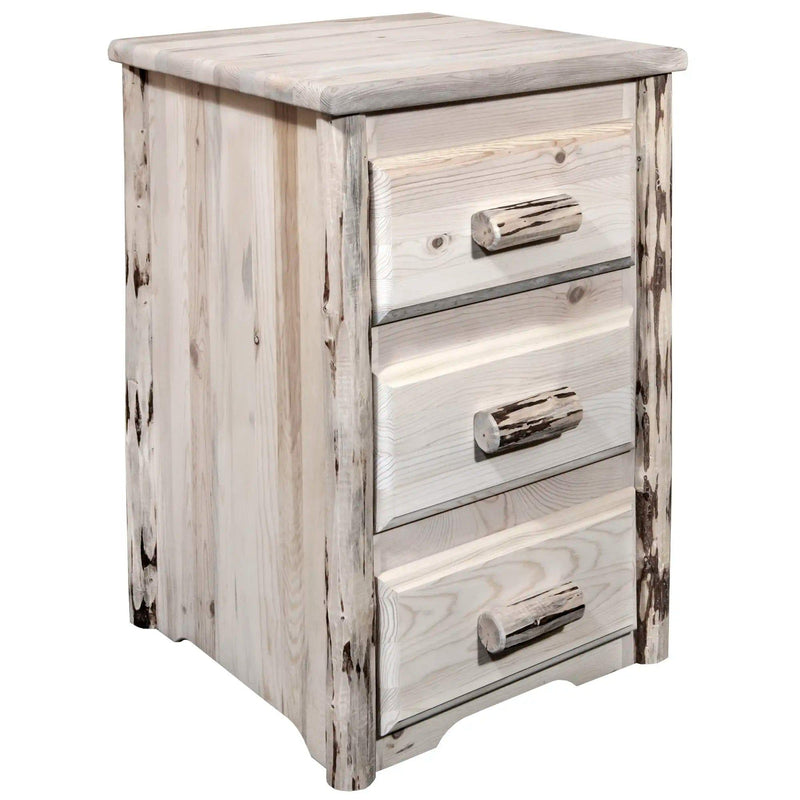 Montana Collection Nightstand with 3 Drawers, Clear Lacquer Finish MWN3DV - Bedroom Depot USA