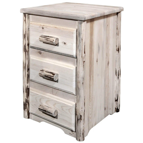 Montana Collection Nightstand with 3 Drawers, Clear Lacquer Finish MWN3DV - Bedroom Depot USA