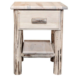 Montana Collection Nightstand with Drawer & Shelf, Clear Lacquer Finish MWNDV - Bedroom Depot USA