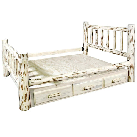 Montana Collection Queen Bed w/ Storage, Clear Lacquer Finish MWSBQV - Bedroom Depot USA