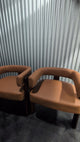 Modern Barrel Dining Chairs, PU Leather, Walnut Wood Legs (Set of 2)