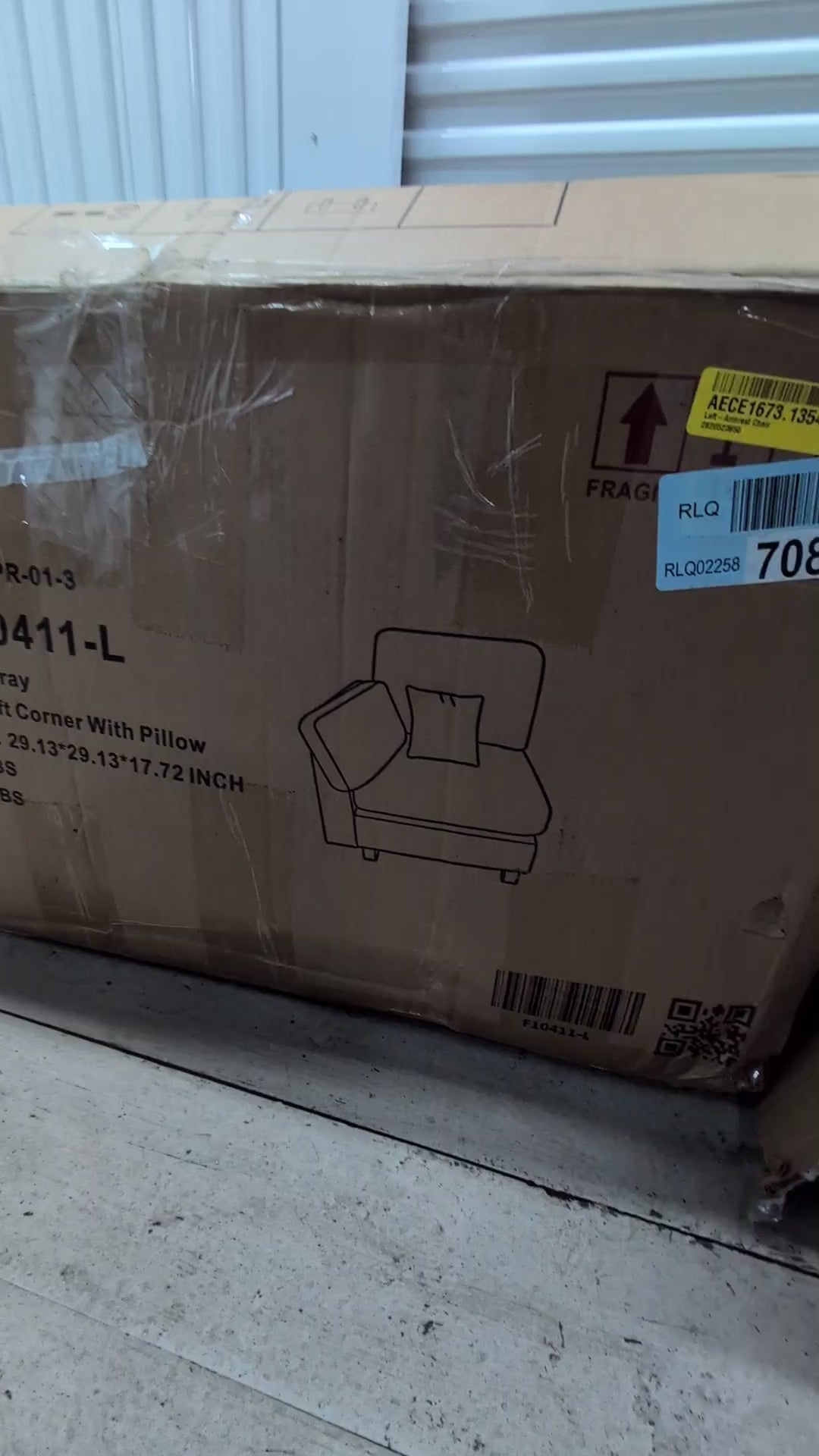 Dark Gray Corduroy Modular Sofa — 4-Piece, Throw Pillows Included, New