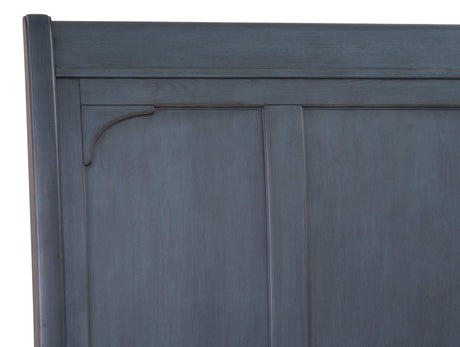 Sleigh Storage Bed, Americana Sleigh Bed, 2 Drawers, USB, Corduroy Blue