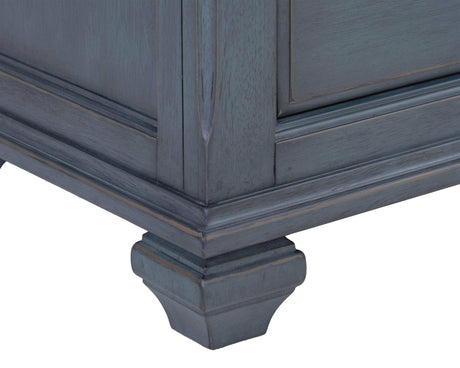 Sleigh Storage Bed, Americana Sleigh Bed, 2 Drawers, USB, Corduroy Blue