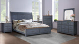 Sleigh Storage Bed, Americana Sleigh Bed, 2 Drawers, USB, Corduroy Blue