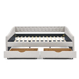 Daybed | Tufted Copper Nailhead & Underbed Drawers | Beige