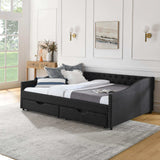 Daybed | Tufted Copper Nailhead & Underbed Drawers | Black
