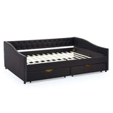 Daybed | Tufted Copper Nailhead & Underbed Drawers | Black