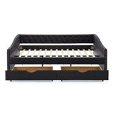 Daybed | Tufted Copper Nailhead & Underbed Drawers | Black