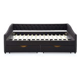 Daybed | Tufted Copper Nailhead & Underbed Drawers | Black