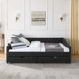 Daybed | Tufted Copper Nailhead & Underbed Drawers | Black