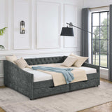 Daybed, Tufted Copper Nailhead & Underbed Drawers, Grey
