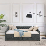 Daybed, Tufted Copper Nailhead & Underbed Drawers, Grey