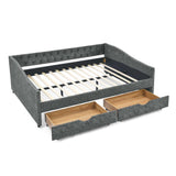 Daybed, Tufted Copper Nailhead & Underbed Drawers, Grey