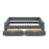 Daybed, Tufted Copper Nailhead & Underbed Drawers, Grey