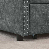 Daybed, Tufted Copper Nailhead & Underbed Drawers, Grey