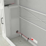 Queen Murphy bed white frame with built-in power outlet and storage shelf