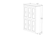 Queen size vertical Murphy bed cabinet dimensions, white finish, six panel doors