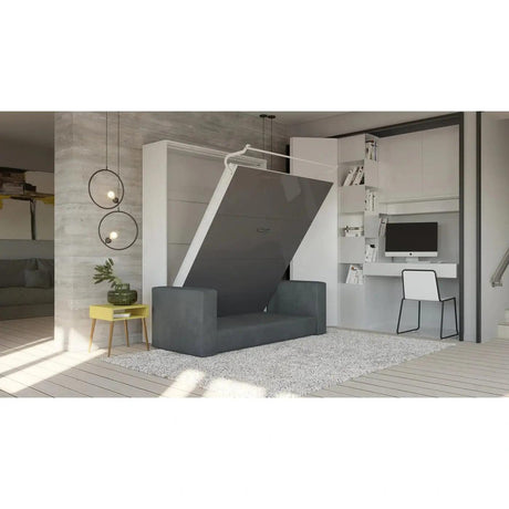 Maxima House Invento Queen Vertical Murphy Bed with a gray Sofa IN014WG-G - Bedroom Depot USA