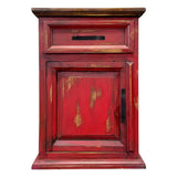 Traditional Small Rustic Nightstand Oldie Red