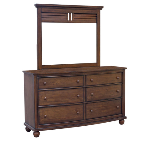 Sunset Trading Bahama Shutter Wood 6 Drawer Double Dresser with Mirror | Tropical Walnut Brown CF-1130_34-0158 - Bedroom Depot USA