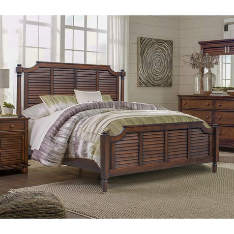 Sunset Trading Bahama Shutter Queen Bed | Tropical Walnut Brown Solid WoodCF-1105-0158-QB - Bedroom Depot USA