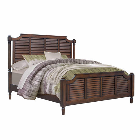 Sunset Trading Bahama Shutter Queen Bed | Tropical Walnut Brown Solid WoodCF-1105-0158-QB - Bedroom Depot USA