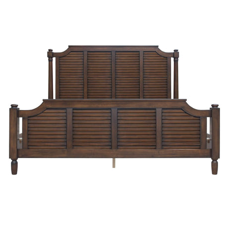 Sunset Trading Bahama Shutter Queen Bed | Tropical Walnut Brown Solid WoodCF-1105-0158-QB - Bedroom Depot USA