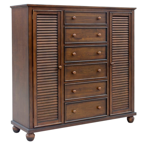 Sunset Trading Bahama Shutter Wood Armoire | Tropical Walnut Brown | Fully Assembled Wardrobe Bedroom Furniture CF-1142-0158 - Bedroom Depot USA